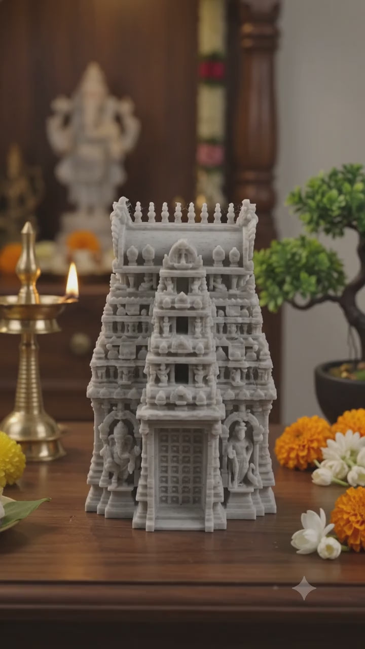 The Heritage Gopuram Kumkum Chimil | 3D Printed Pooja Decor & Sindoor Box